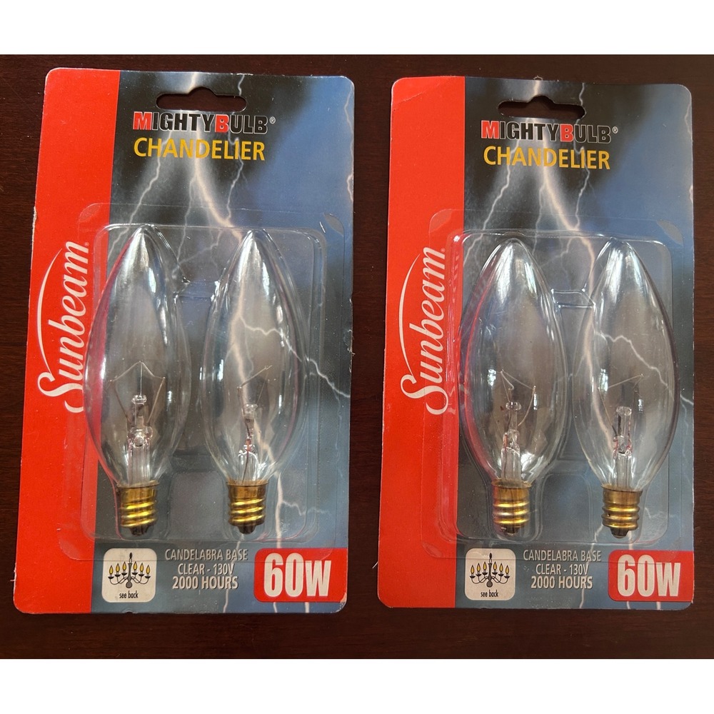 Vintage Discontinued Sunbeam Mighty Light Bulb 60W Clear New Old Stock 2-2 packs